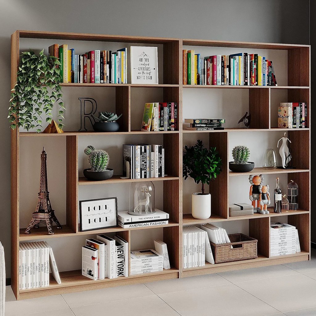 Kit 2 Estante para Livros 180CMX240CM 4 Prateleiras Seattle Yescasa Marrom/Amadeirado Montana Amadeirado Montana