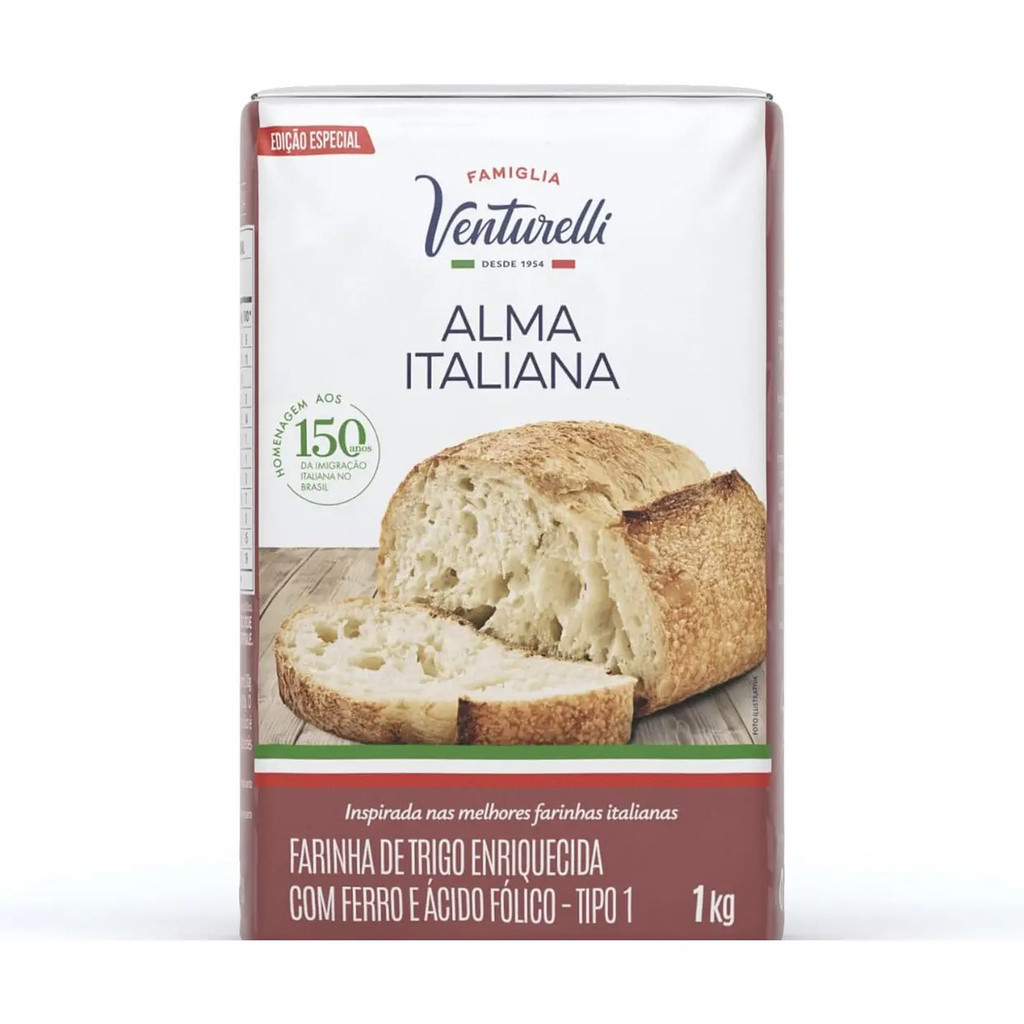 Kit 10 Farinha De Trigo Venturelli Alma Italiana 1kg