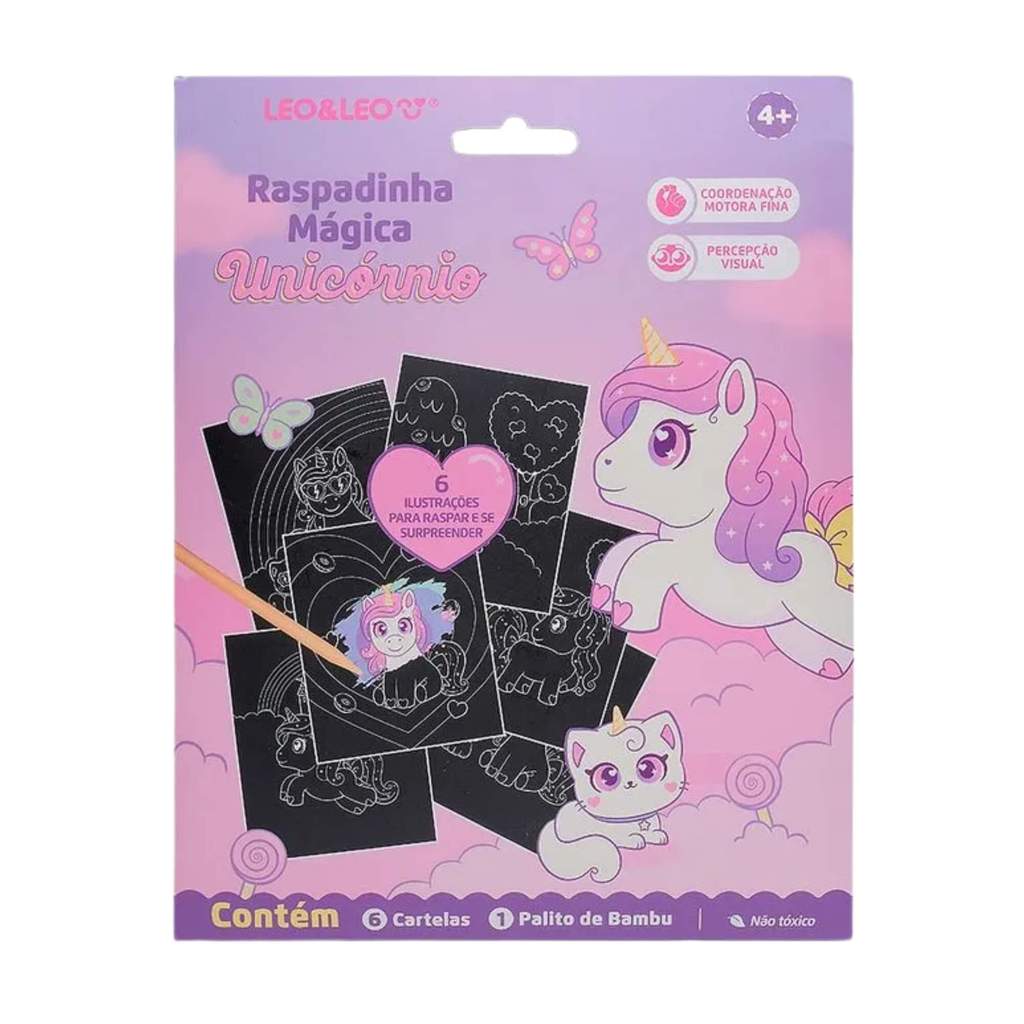 Envelope com 6 Cartelas de Raspadinhas Mágicas Unicórnio Leo&Leo Leonora - 10659