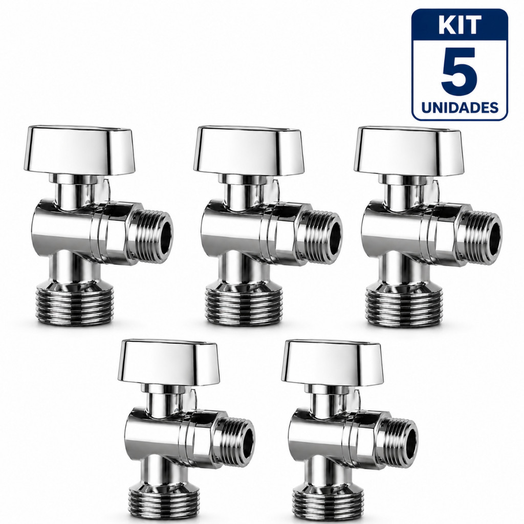Registro Tanque Máquina de Lavar 1/2x3/4 Metal Resistente | 5 Unidades