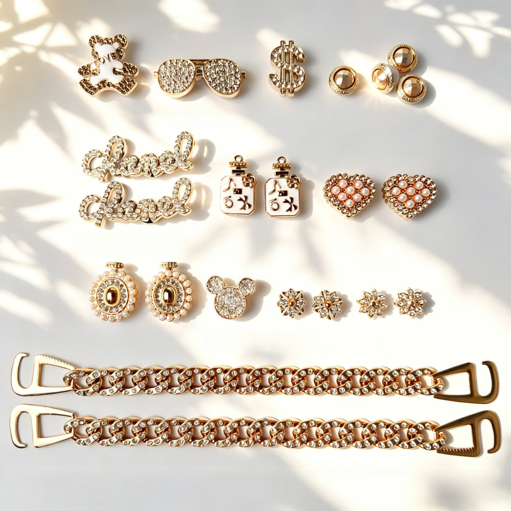 Urso Luxuoso Encantos de Sapato Corrente Jewelry botões decorativos & acessórios de Sandálias removíveis