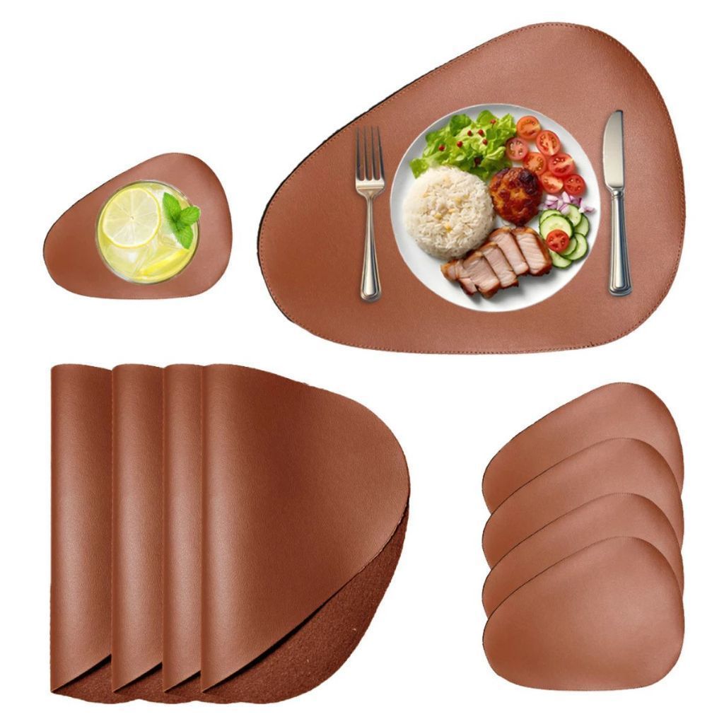 Kit Jogo Americano Para mesa Couro Ecológico Porta copos Souplast Restaurante Mesa Posta