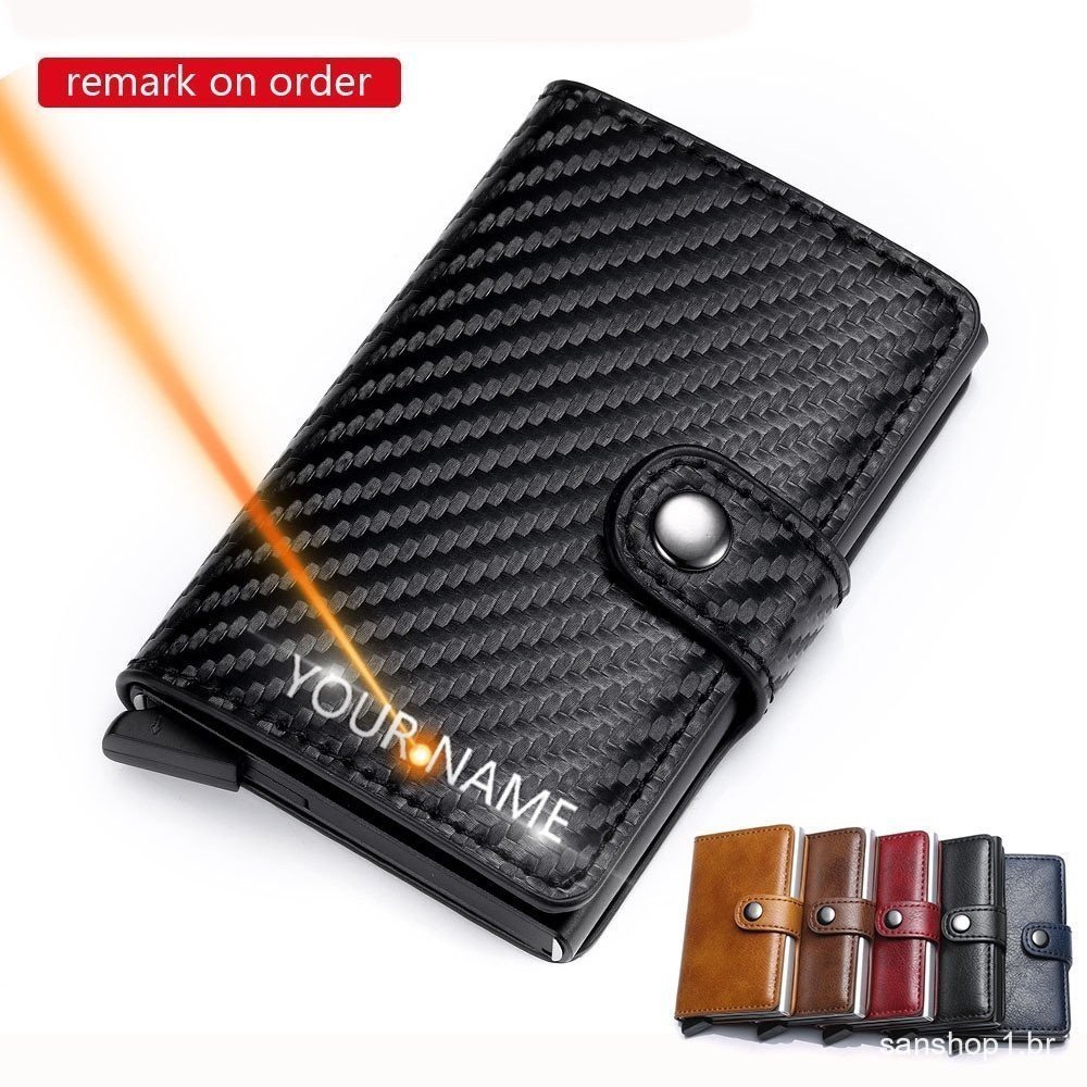 Nome Personalizado Carteiras Para Cartão Rfid Men Card Holder Slim Mini Carteira Pequena Bolsa De Dinheiro Masculina