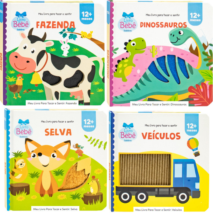Livro Infantil Sensorial e Cognitivo Bebê Toque e Sinta Estímulo Desenvolvimento