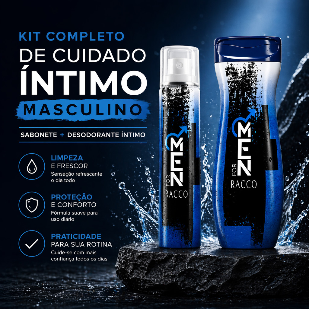 Kit Sabonete Intimo Masculino + Desodorante Intimo Racco
