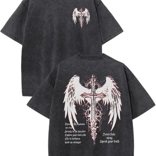 Camiseta Grunge Wings Sword Streetwear Unissex Estampa Alta qualidade Envio Imediato Promoção