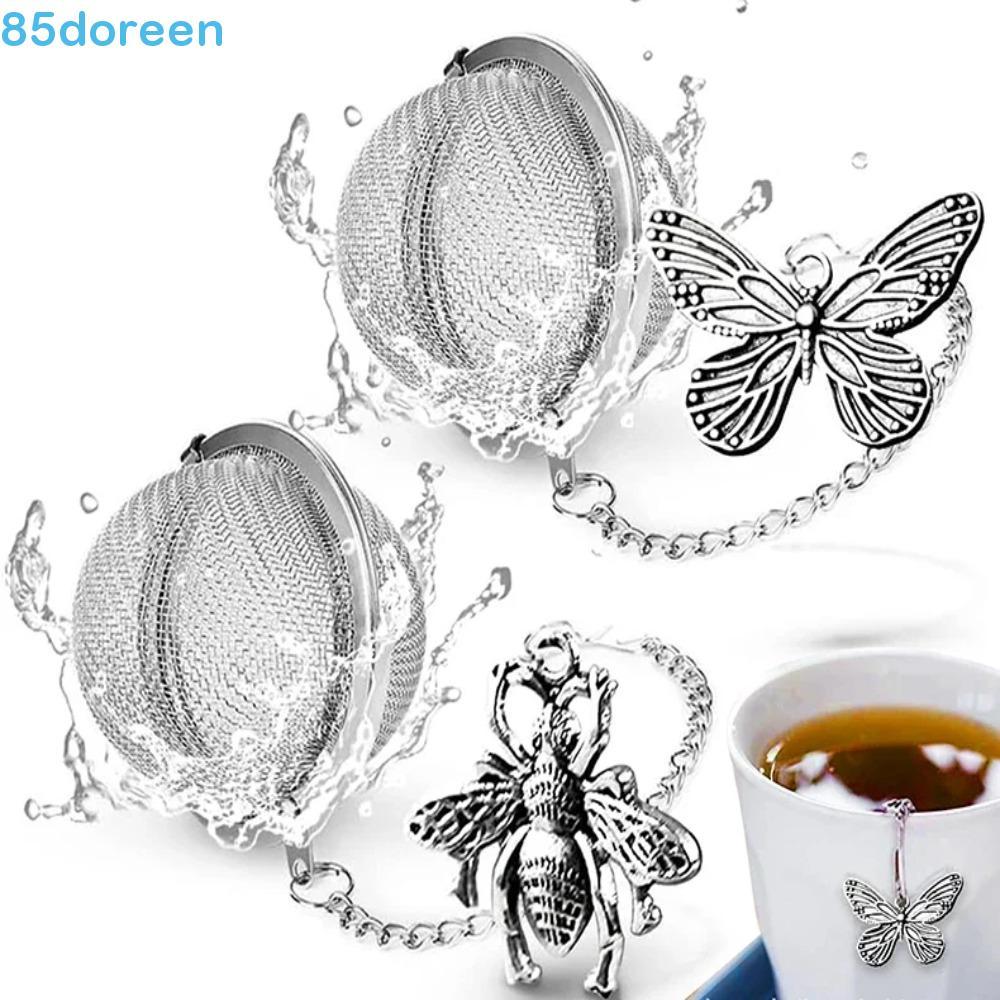 DOREEN1 2 Pcs Bola De Filtro De Chá , À Prova De Ferrugem Com Pingente Decorativo Borboleta Abelha Corrente Infusor Malh