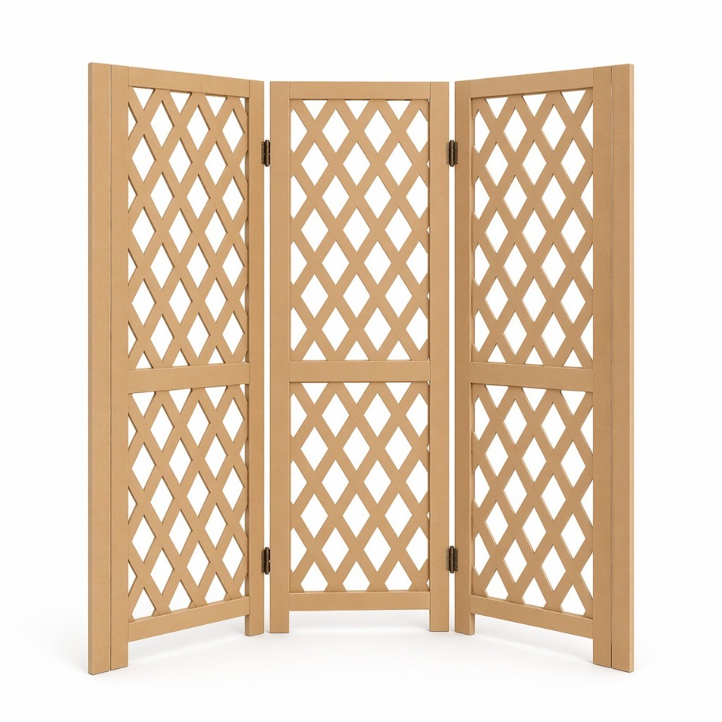 Divisória de Ambiente MDF Biombo Decorativo Treliça Dobrável Moderno