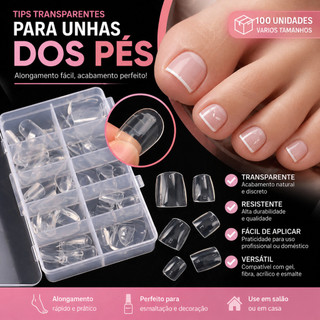 Tips De Pé Transparente Unha Postiça 100 Unidades Alongamento Original