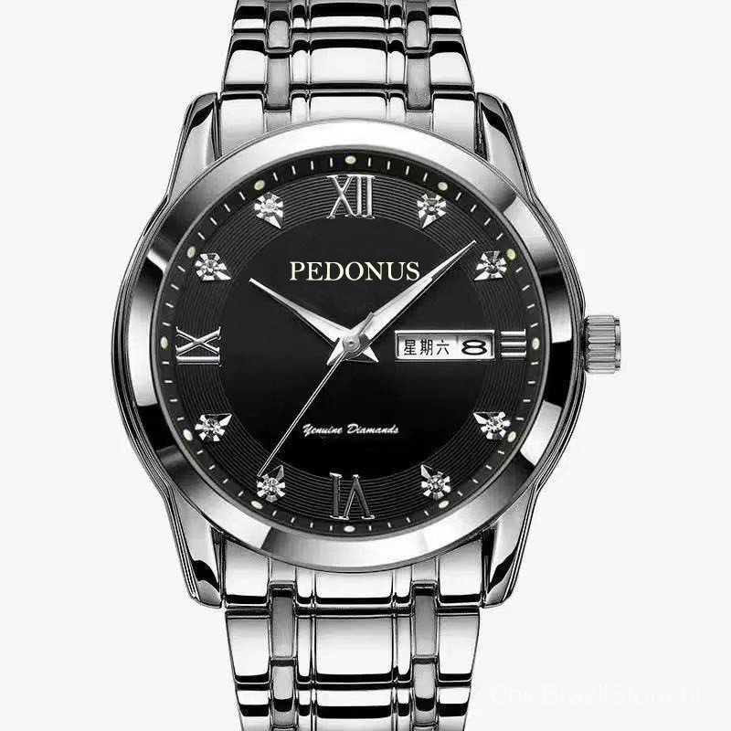 Relógio masculino, relógio masculino à prova d'água, relógio com pulseira de aço, relógio de quartzo com duplo calendári