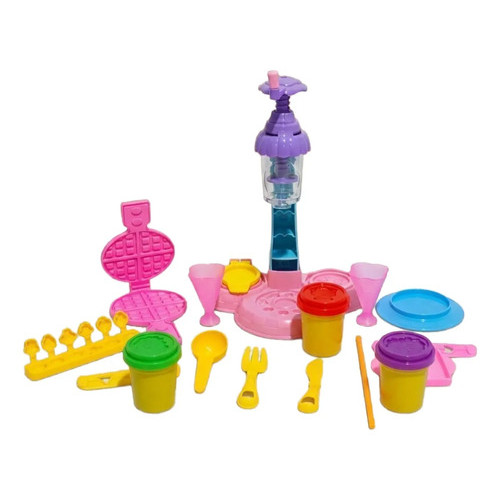 Conjunto de Massinha Colorida Cozinha Sorveteira Infantil Brinquedo Criativo Modelar Diversão Kids