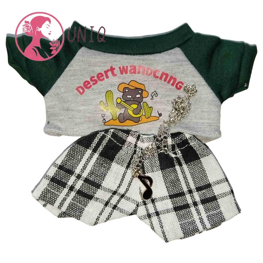 UNIQ 20CM Roupas De Boneca De Algodão , Com Colar Vestir-Se DIY Camiseta Shorts Conjunto , Terno Jogo De Mudança De Traj
