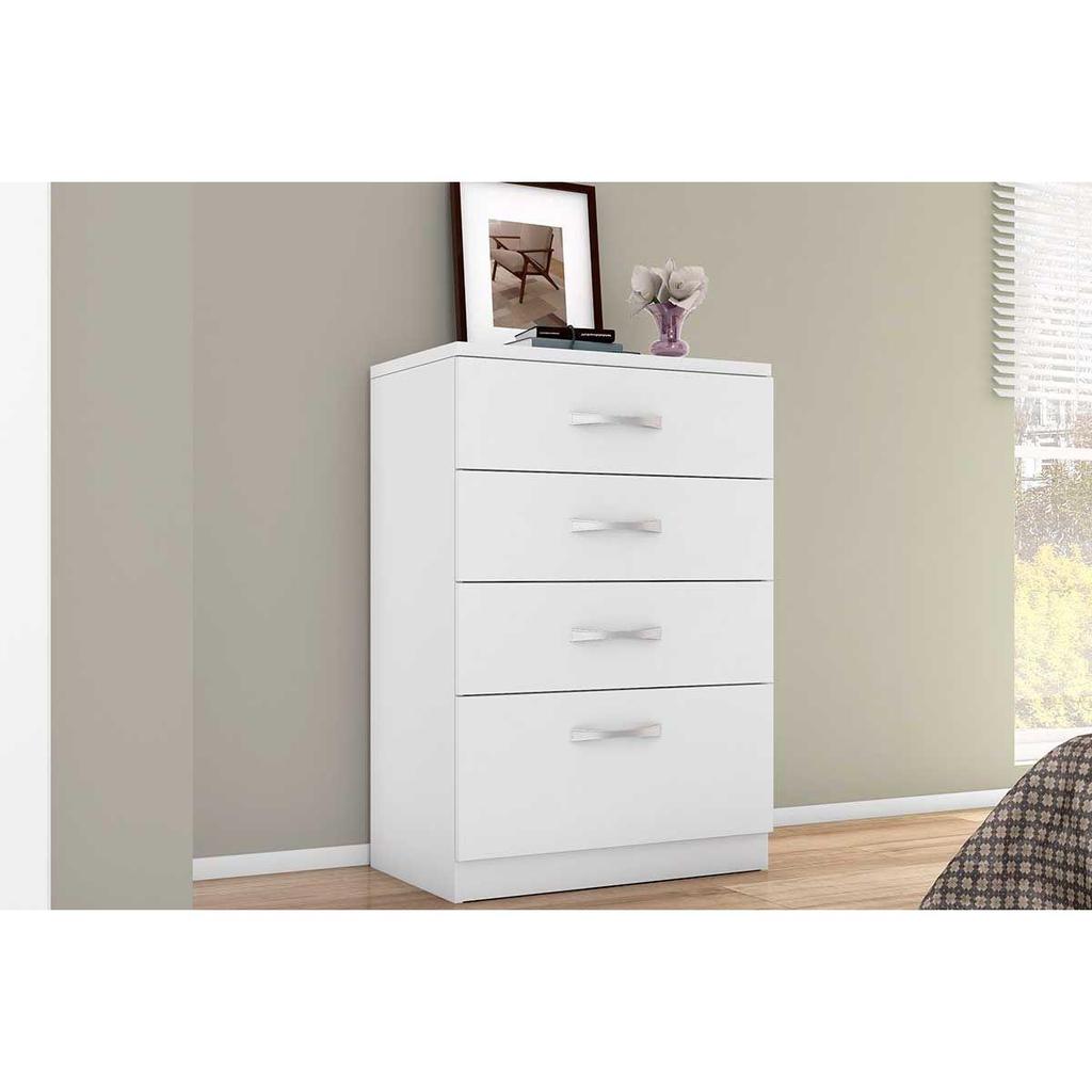 Cômoda Solteiro Astral c/ 4 Gavetas Branco - Demóbile