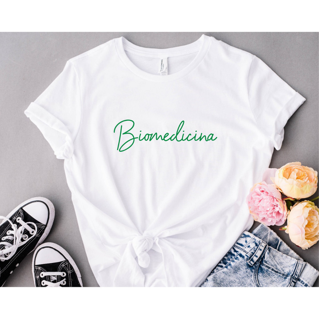 Blusa T-shirt Facldade Curso Escola Formatura Feminina Biomedicina