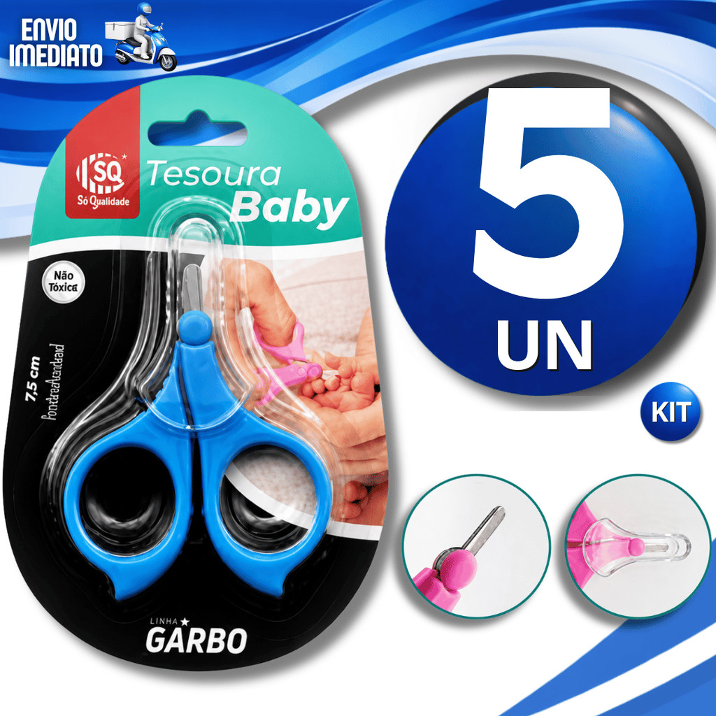 Praticidade Mini Tesoura Cortador Bebê Baby Ponta Arredondada 7,5cm Azul Ou Rosa Multiuso Utilidades