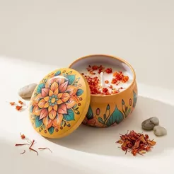 Vela Aromática - Lata Metálica Mandala - Amarelo e Verde - 7cm - 1 unidade - Rizzo