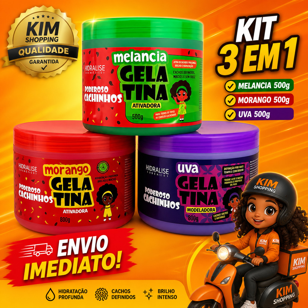 OFERTA DO DIA! Kit 3 Gelatina 500g com Preço Baixo!