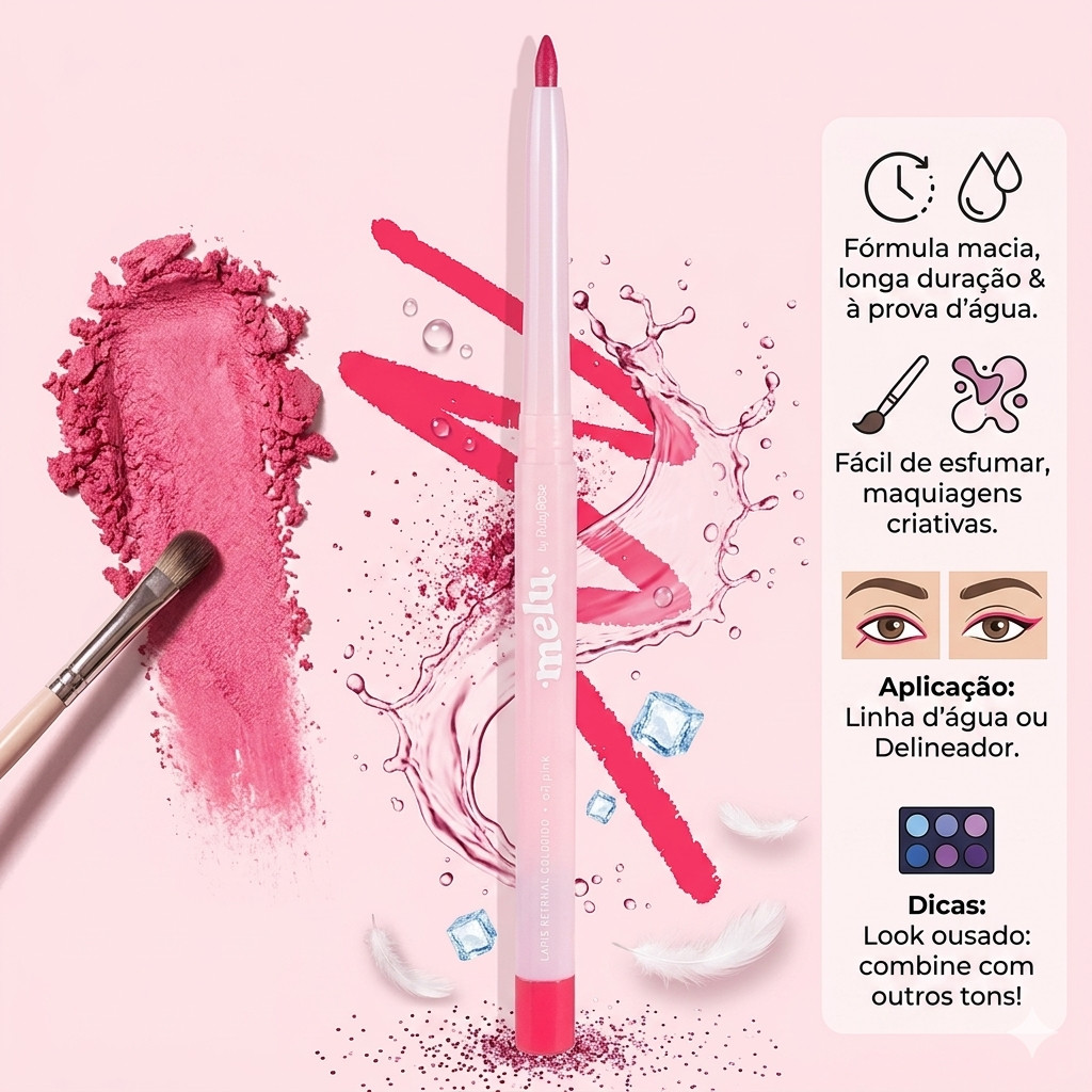 LAPIS DE OLHOS E DELINEADOR ROSA MELU RUBYROSE