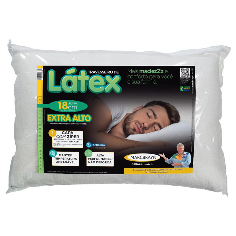 Travesseiro Hipoalergênico Látex Marcbrayan Nasa Extra Alto - 18 cm