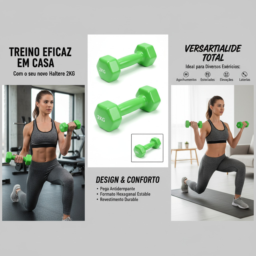 2 Kg Halteres Revestidos em Neoprene – Peso Livre Antiderrapante para Treino Funcional