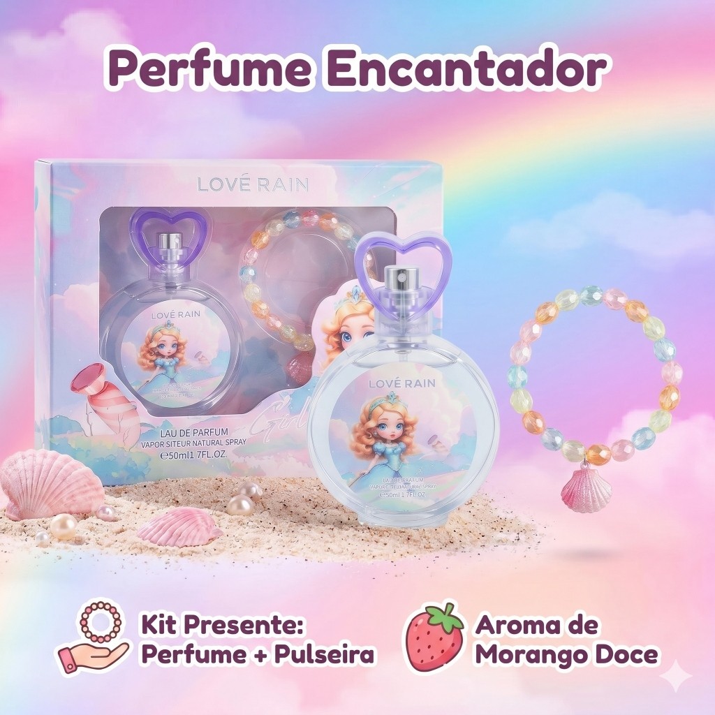 Love RAIN Girl Of Sea EDP 50ml + Pulseira - Kit Infantil Super Barato