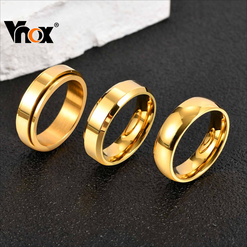 Anel De Aço Inoxidável Giratório E Liso Vnox Para Homens , Faixa Giratória De Ajuste Confortável , Casamento Hipoalergên