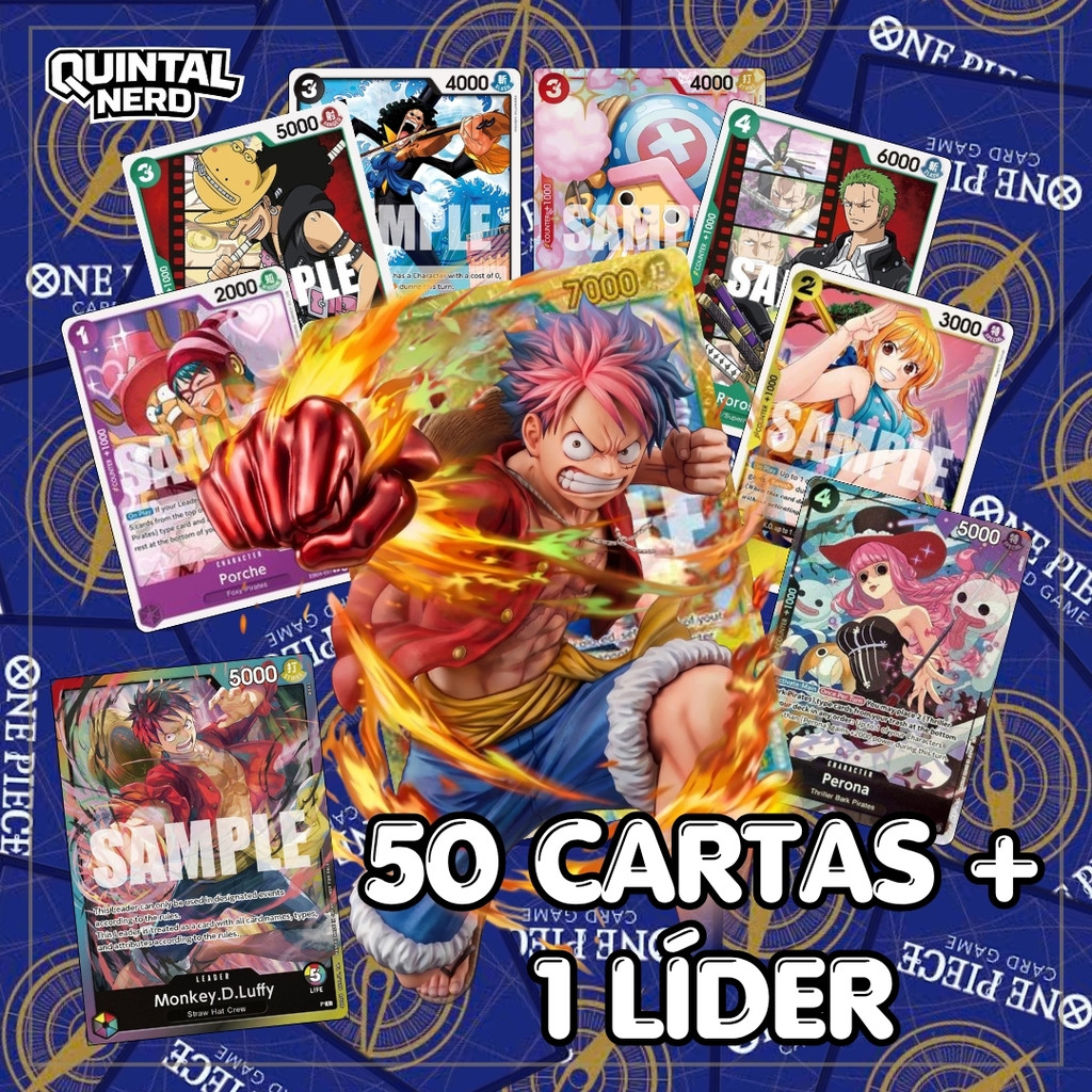 Cartas One Piece - 50 cartas + 1 Luffy Lider - Original Bandai - Nenhuma Carta Repetida