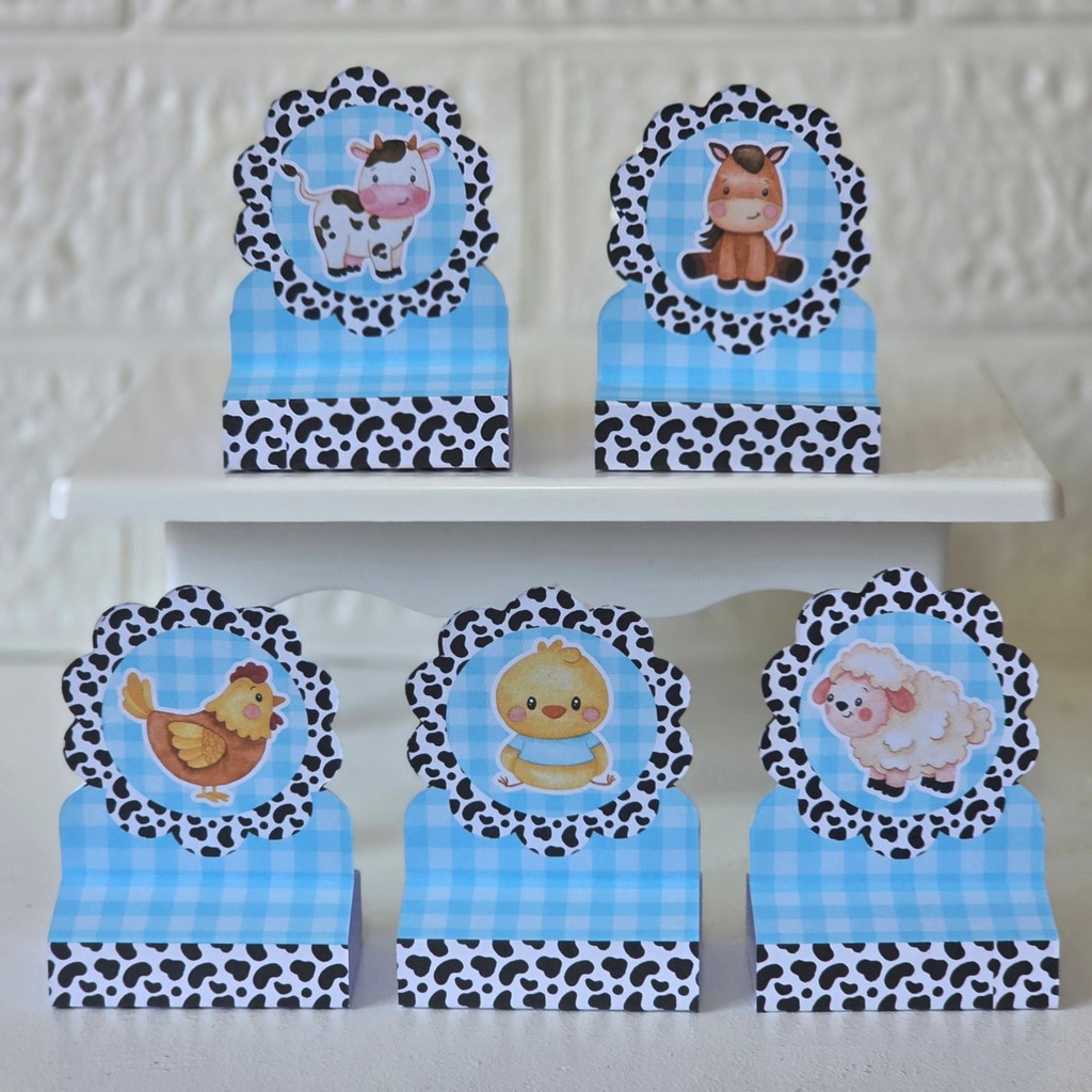 Porta bis duplo Fazendinha AZUL - PEGUE E MONTE - kit festa lembrancinhas mimos decoração personalizados