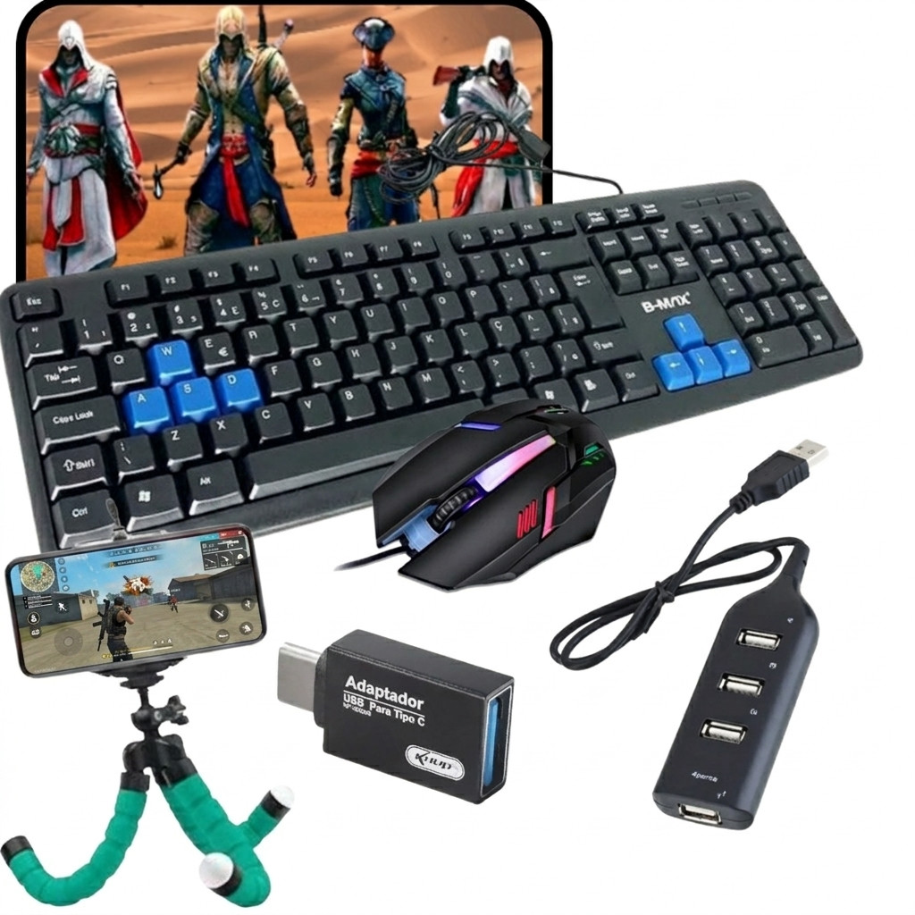 Kit Mobilador mouse Led Teclado Teclas Destacadas