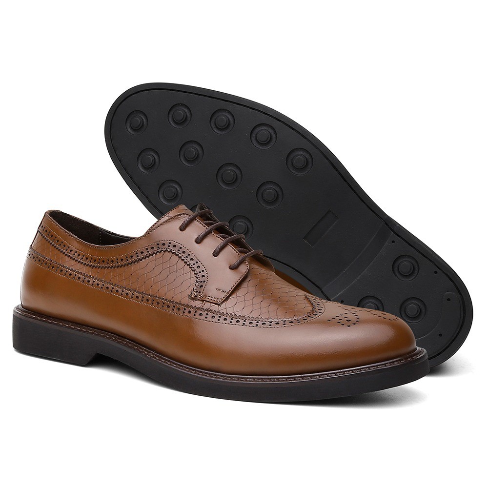 Sapato Social Masculino Derby Brogue em Couro Inglaterra Whisky