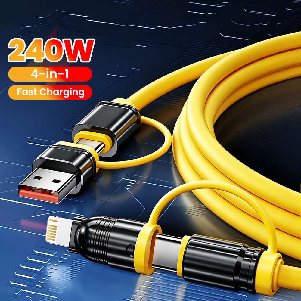 Elough 240W 4 Em 1 Cabo USB-C De Carregamento Rápido De Carga Para Celular Fio De Dados De Silicone