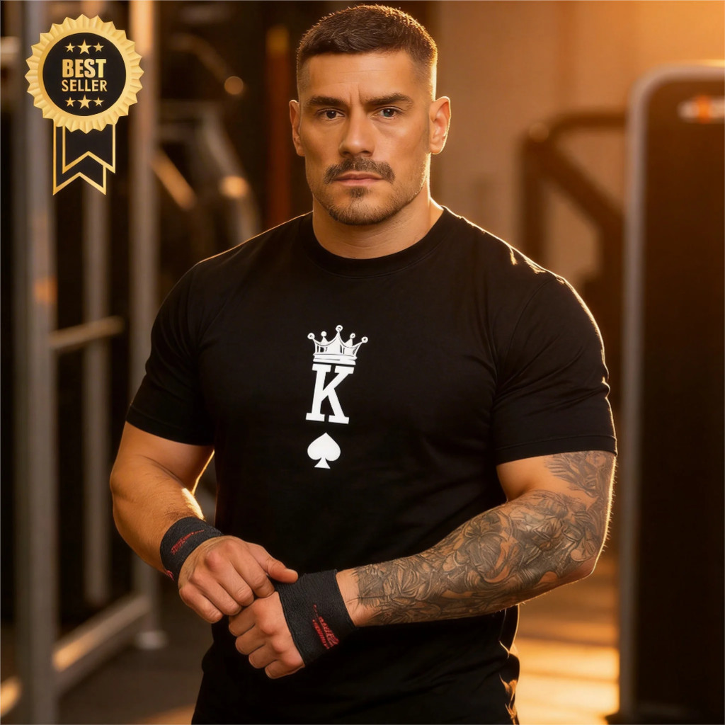 Oferta: Camiseta algodão masc., modelo clássico, estampa "King", streetwear, p/ dia a dia e esportes