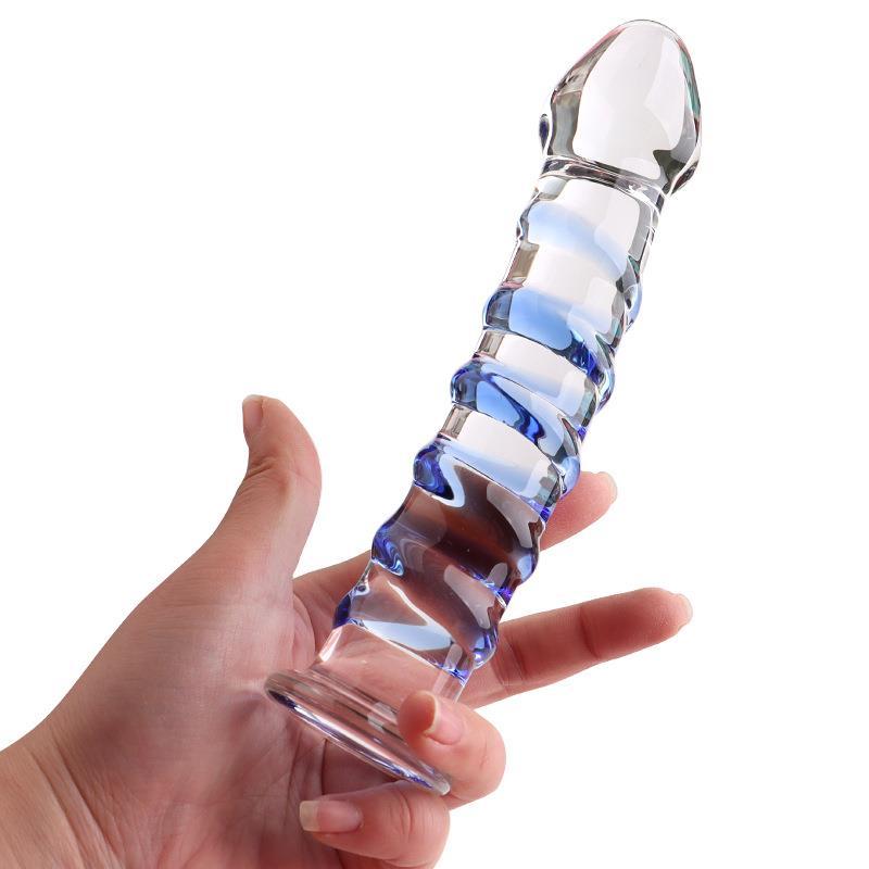 Massageador de cristal de vidro volta puxar grânulo volta plug calmante porta plug puxar grânulo acuponto vara aquecimen