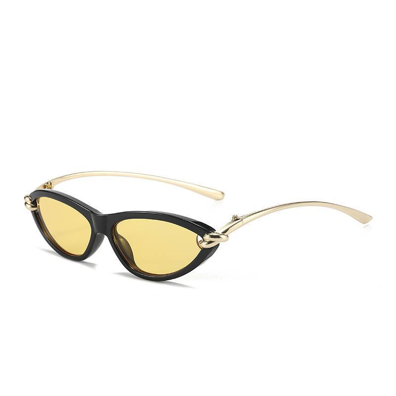 Óculos de Sol Metálicos Estilo Olho de Gato Retrô, Óculos de Sol Fashion para Homens e Mulheres, Óculos de Sol Punk Hip-