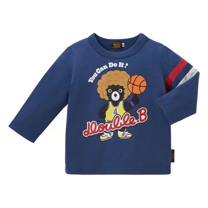 Japonês mk menino primavera outono puro algodão manga comprida camiseta crianças dos desenhos animados Anime bebê urso e