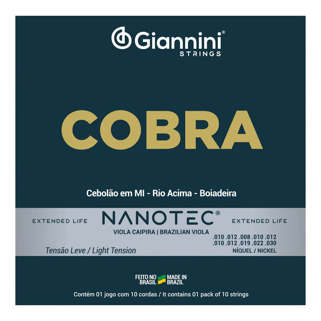 Encordoamento Giannini Nanotec Cobra Viola Mi Leve Níquel 10 Cordas