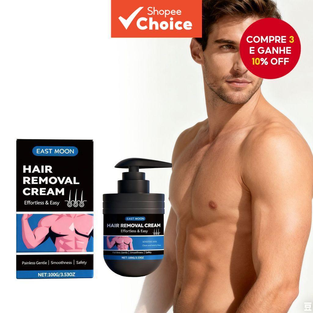 Creme Depilatório para Pelos Corporais Masculino 100g com Tioglicolato de Cálcio & Pró-Vitamina B5 para Pele