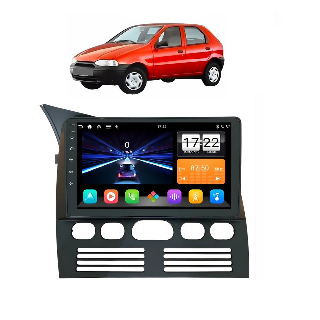 Kit Multimídia Palio Strada Siena 1995 / 2000 Android Carplay 2/32GB - Roadstar 915BR