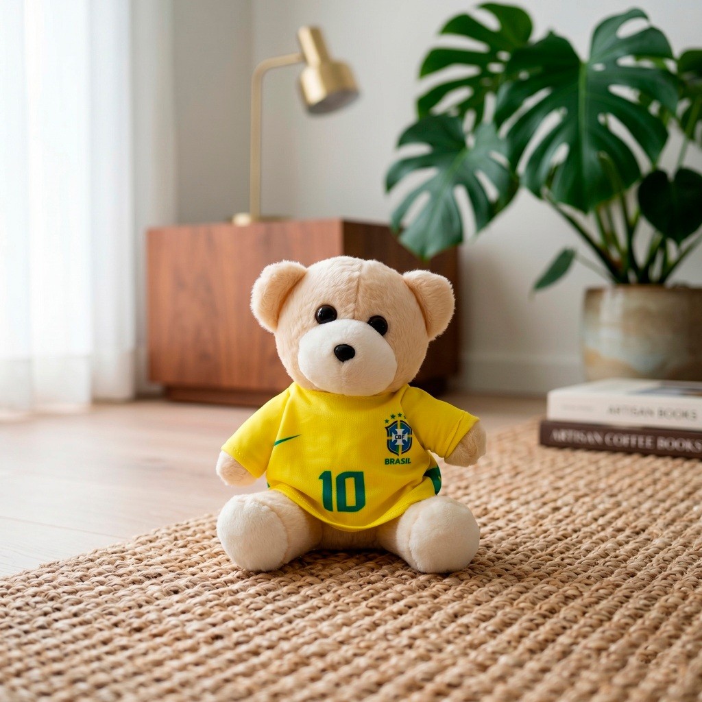 Ursinho de Pelucia com Camiseta do Brasil Copa Pequeno Presente Decoração Varias Cores