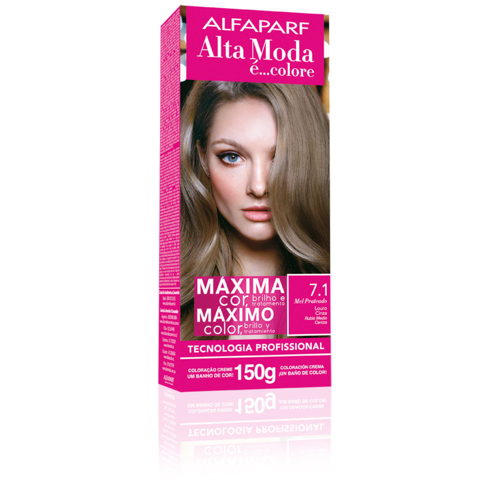 Tintura Alta Moda 7.1 Louro Cinza Alta Moda Tintura em Creme 150g