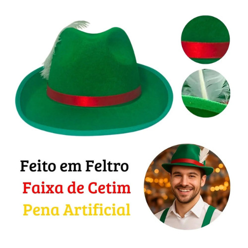 Chapéu Alemão Oktoberfast verde Festa Fantasia chopada
