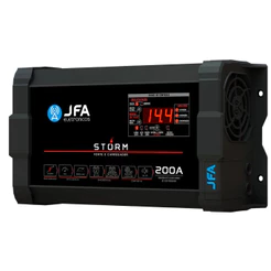 FONTE CARREGADOR DE BATERIAS JFA 200Ah 220V MONOVOLT STORM COM SCI, CARGA INTELIGENTE
