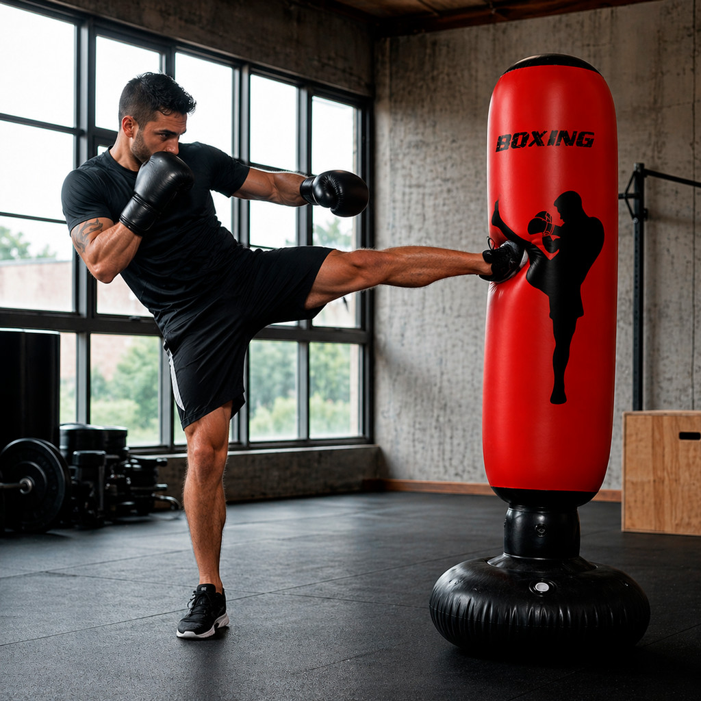 Punching Ball Inflável Boxe Treino Profissional com Base Reforçada Saco de Pancada Adulto Infantil