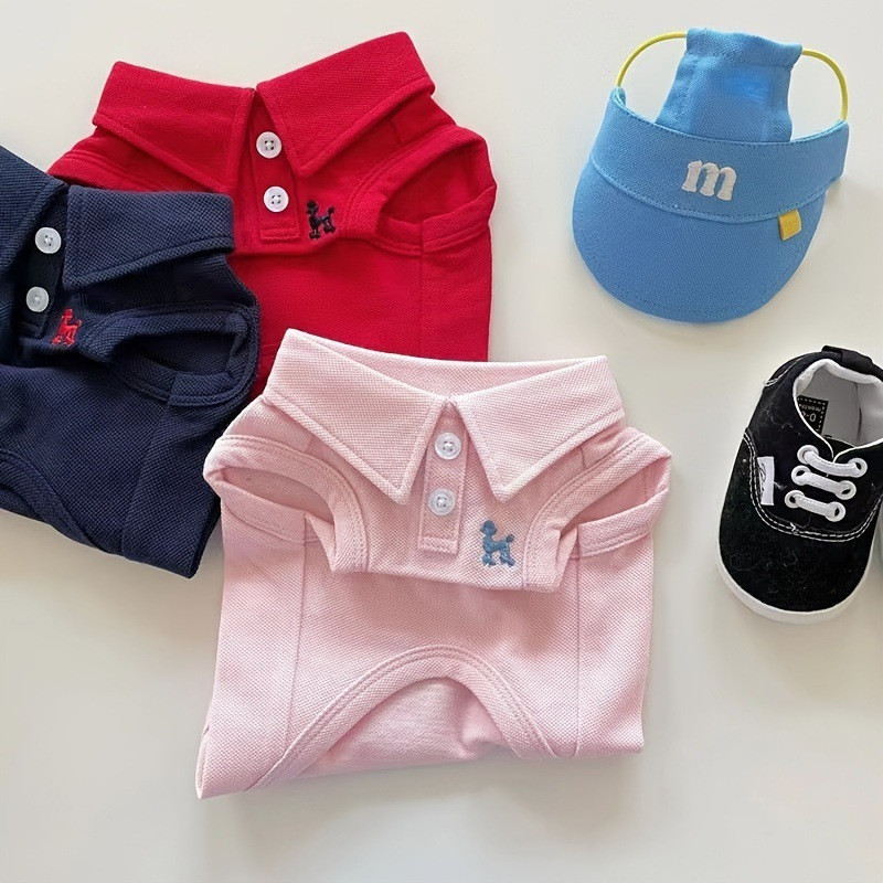 Verão Pet Polo Camisa Respirável Malha Colete Moda Bordado Filhote De Cachorro Gatinho Roupas Finas Cão Gato Vestuário