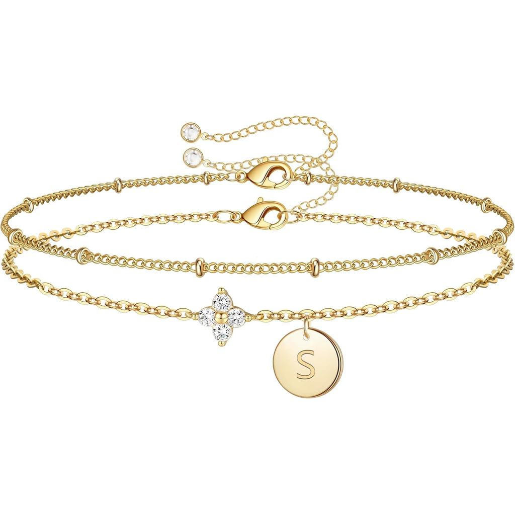 Acessórios para Cesta de Páscoa para Adolescentes - Pulseira Delicada de Trevo de Quatro Folhas para Mulheres, Pulseira