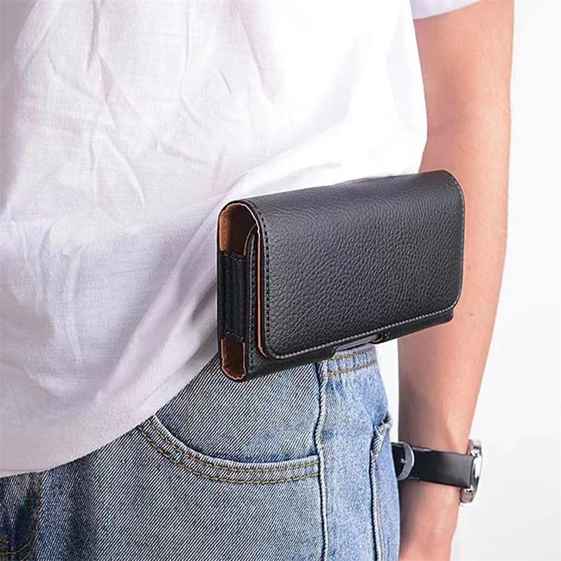 Capa de couro para pendurar na cintura adequada para Samsung note2/3/4/5/8/9 Bolsa de cintura para celular N7100 Cinto d