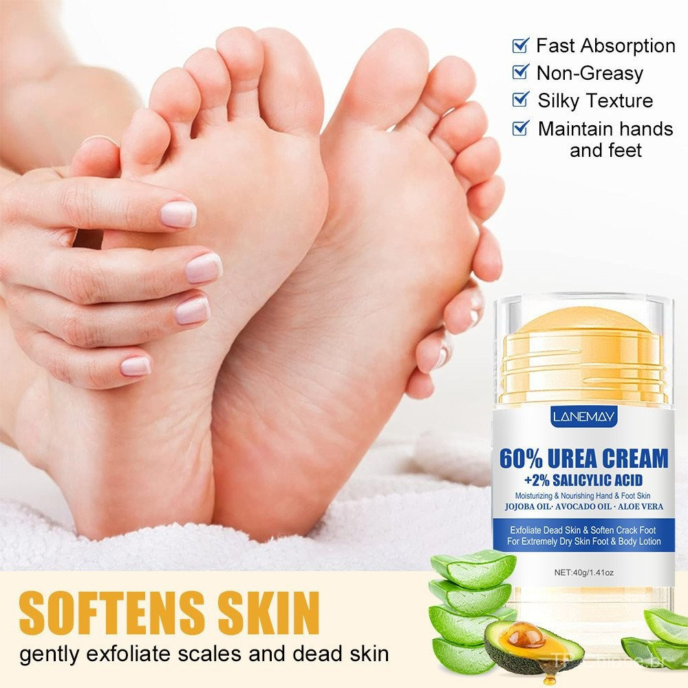 Creme para os Pés Ultra-Hidratante com 60% de Ureia e Aloe Vera, 40g - Suaviza Pés Secos e Rachados - Solução Diária de 