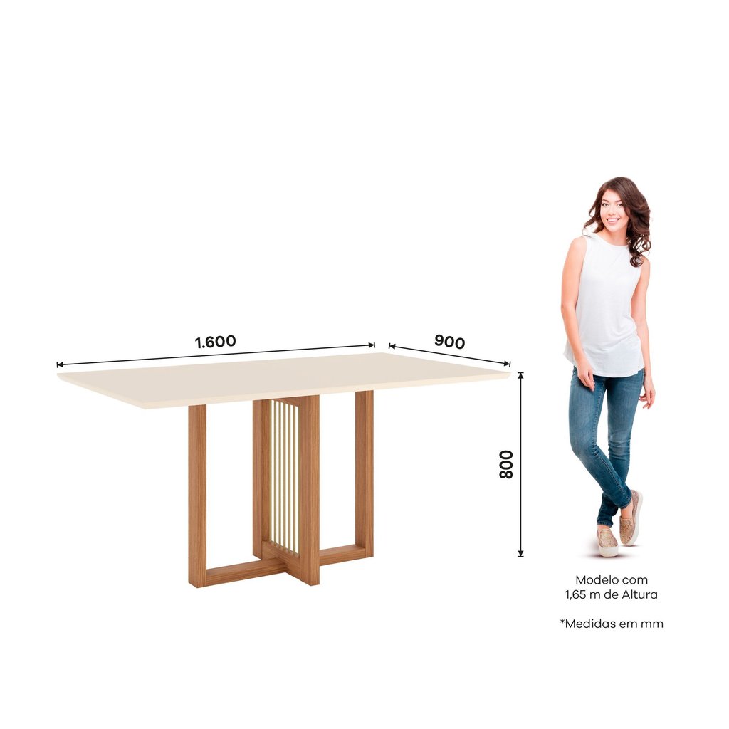 Conjunto Sala Jantar Canto Reto 6 Cadeiras Kelly Espresso Móveis Off White/Nature Nature/Off White · foto 2