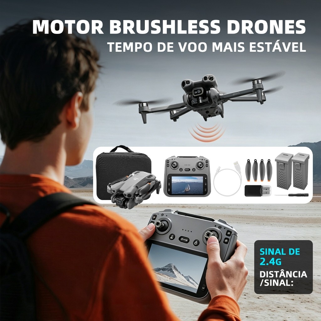Drone GT50 com Câmera 4K HD, Motor Brushless, Controle com Tela 5.64" e 2 Baterias · foto 2