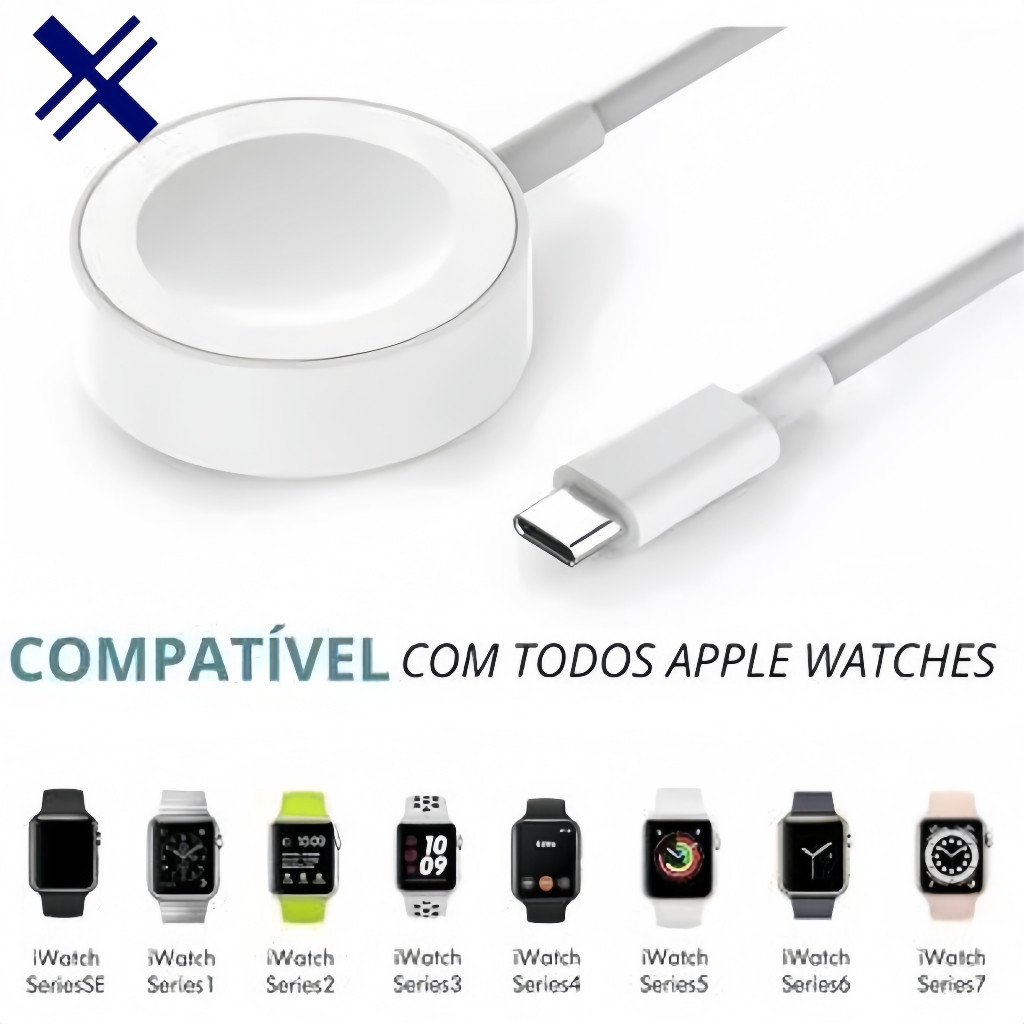 Cabo Carregador Magnético Indução Relógio Smartwatch USB Tipo C